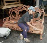 Theresa Tonte - Artisans of the Valley - Radio Cabinet Restoration - Working on Bench
