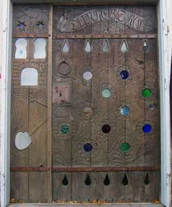 Hand Carved Solid Oak Door - Before Restoration Front Side