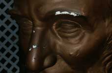 Plaster Bust of Abraham Lincoln - Restoration by Artisans of the Valley Chipped Plaster on Face