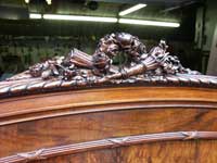 Walnut Bedroom Set - Restoration Complete Carving Closeup