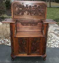 Restored hand carved bar - lid open view