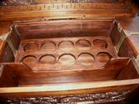 Hand carved bar wine lift after restoration