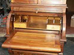 Circa 1860 Cylinder Walnut Secretary - Restoration Complete Cubbie View